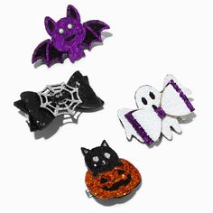 Claire's Halloween Icons Glittery Hair Clips - 4 Pack Glittery Hair, Halloween Accessories Hair, Halloween Icons, Fashionable Jewelry, Halloween Hair, Halloween Looks, Jewelry And Accessories, Metal Style, Spider Web