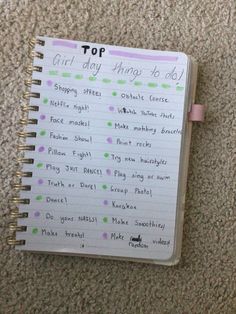 a notepad with writing on it that says top ten things to do