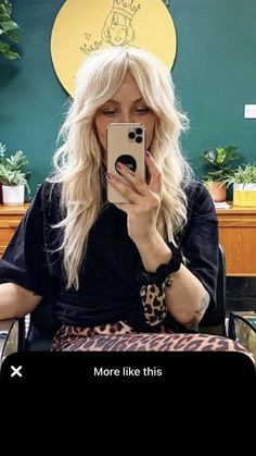 Shag Hair Side Part, Feathered Front Hair, Blonde Split Bangs, Edgy Long Haircut For Thick Hair, Professional Alternative Hair, Layered Choppy Hair Medium, Modern Day Shag Haircut Long Layered, 90s Rock Hair Women, Long Rocker Hairstyles For Women