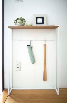 a shelf with some items on top of it