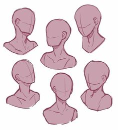 a bunch of different types of head and neck shapes in various positions on a white background