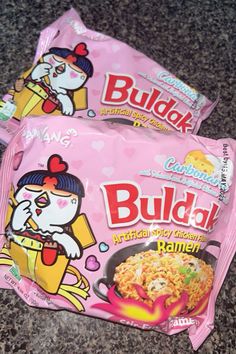 two bags of noodles with hello kitty on them