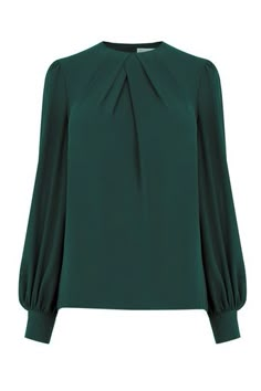 Dark Green Tops For Women, Ladies Top Designs Style, Trendy Fashion Tops Long, Office Tops For Women, Shomiz Blouses, Dark Green Blouse, Dark Green Top, Chiffon Tops Blouses, Green Long Sleeve Top