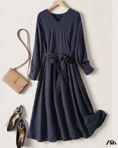 Zlily - Striped Long Sleeve Maxi Dress Maxi Dress Navy, Skirt Skirt, Sleeve Maxi Dress, Long Sleeve Maxi, Navy Stripes, Types Of Skirts, Long Sleeve Maxi Dress, Color Combination, Striped Long Sleeve