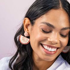 Dive into the vibrant colors of summer with our Josephine Grapefruit Raffia Drop Earrings in Blush Pink. The playful grapefruit slice design, crafted from raffia and glass beads, adds a burst of bold energy to your ensemble. So grab your favorite sun dress, a cute pair of sandals, and get vacation-ready with your favorite new citrus earrings. --DETAILS-- 1.79" L, 1.57" W Handmade by skilled artisans in India Hypoallergenic nickel + lead-free brass hardware These accessories are made by human han Coral Earrings For Beach Summer, Coral Earrings For Beach And Summer, Coral Earrings For Summer Beach Occasion, Summer Beach Coral Earrings, Handmade Coral Earrings For Summer, Citrus Earrings, Grapefruit Slice, Colors Of Summer, Human Hand