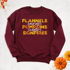 Flannels Hayrides Pumpkins Bonfires Hoodie, Fall Season Pumpkin Sweatshirt, Autumn Lover Gift Hoodie, Fall Vibes Hoodie, Thanksgiving Shirt Embrace the cozy vibes of autumn with this 'Fall Season Pumpkin Sweatshirt.' Perfect for any seasonal outing, from 'Flannels Hayrides Bonfires' to Thanksgiving gatherings, this hoodie is a must-have for autumn lovers. The soft fabric and playful design make it the ideal 'Autumn Lover Gift Shirt' or a stylish 'Fall Vibes Long Sleeve' for cool days and nights. Whether you're snuggling up by the fire or enjoying the outdoors, this 'Thanksgiving Sweatshirt' is the perfect addition to your fall wardrobe! Hello, Thanks for your support. Your gladness comes first and all work is done with LOVE in here. Always keep your support please:) Sweatshirts and hoodies Fall Fleece Sweatshirt For Fans, Fleece Sweatshirt For Fall Fan Apparel, Fan Apparel Long Sleeve Sweatshirt For Fall, Fan Apparel Sweatshirt With Ribbed Cuffs For Fall, Fall Fan Apparel Hoodie With Letter Print, Fall Fan Apparel Hoodie With Ribbed Cuffs, Fall Fleece Sweater With Letter Print, Red Fall Fan Apparel Sweatshirt, Fall Fan Apparel Long Sleeve Hoodie