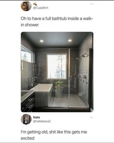 the bathroom is clean and ready to be used as a walk in shower or bathtub