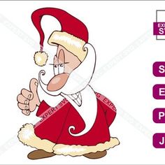 the santa clause is pointing at something in his hand and it's not easy to read