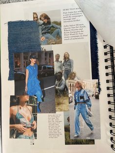 an open book with pictures of women in denims