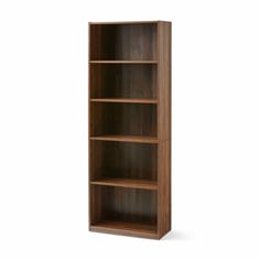 an empty bookcase on a white background