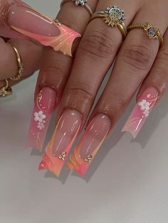 Hawaii Nails, Acrylic Nail Designs Coffin, Cruise Nails, Holiday Acrylic Nails, French Acrylic Nails, Dope Nail Designs, Vacation Nails