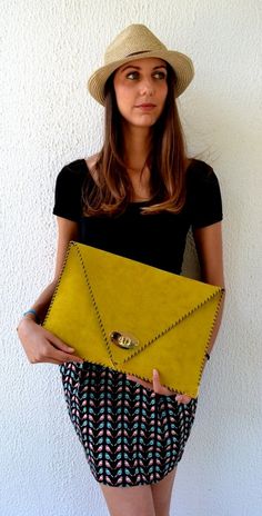 Hey, I found this really awesome Etsy listing at https://www.etsy.com/listing/153904303/handmade-large-leather-clutch-mustard Handmade Leather Clutch, Popular Purses, Best Leather Wallet, Mustard Yellow Dresses, Leather Handbags Handmade, Yellow Clothes, Diy Leather Bag, Handmade Leather Bag, Large Clutch