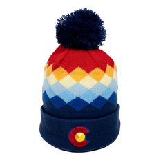 Argyle Colorado Mountain Rainbow Beanie | YoColorado Rainbow Beanie, Colorado Style, Walking The Dog, Ski Cap, Winter Hats For Men, Colorado Mountain, Winter Cap, Colorado Mountains, Winter Hats For Women