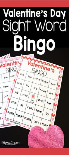 valentine's day sight word bingo game for kids to play on the gourmet