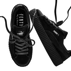 Brand New In Box Fenty X Puma Black Velvet Creeper Shoes. Never Been Worn. Limited Edition Collaboration Between Rihanna And Puma Before She Fully Launched Her Own Brand. Beautiful Black Velvet Creeper Style Shoes With Black Shoelaces. Unisex Style. Rihanna Puma Creepers, Puma Rihanna Fenty, Rihanna Fenty Puma, Velvet Creepers, Rihanna Creepers, Rihanna Puma, Black Creepers, Fenty Rihanna, Black Velvet Shoes