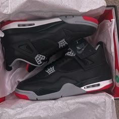 Brand New Won Off Sneakers App Will Send More Pics If You Want Black Synthetic Air Jordan 4 For Sports, Air Jordan 4 Black Synthetic For Streetwear, Air Jordan 4 Black With Red Sole For Sports, Black Air Jordan 4 Synthetic For Streetwear, Black Air Jordan 4 With Red Sole, Black Air Jordan 4 With Boost Midsole, Black Air Jordan 4 With Red Sole And Leather, Black Synthetic Air Jordan 4 For Streetwear, Black Leather Air Jordan 4 Sports Shoes