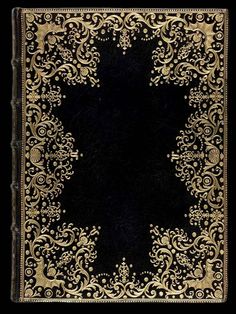 a black and gold book cover with an ornate design