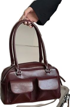 Retro Faux Leather Shoulder Bag For Everyday, Classic Faux Leather Satchel Shoulder Bag, Classic Faux Leather Satchel With Large Capacity, Classic Soft Leather Shoulder Bag For School, Soft Faux Leather Shoulder Bag For School, School Shoulder Bag In Soft Faux Leather, Faux Leather Soft Shoulder Bag For School, Accessories Bracelets, Earring Necklace