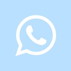 a blue and white phone icon with the text whatsapp on it in a speech bubble