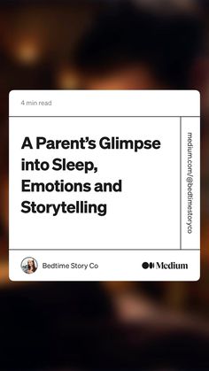 a book cover for a parent's glimpse into sleep, emotions and story telling