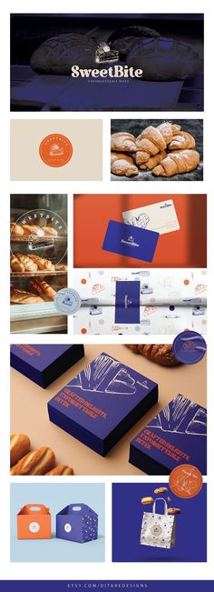 an assortment of different items are displayed in this graphic art work, including blue boxes and orange envelopes