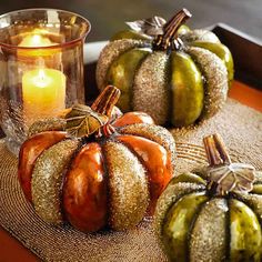 Beaded Pumpkins, Fall House Decorations, Gold Painted Pumpkins, Fall Decoration Ideas, Pumpkin Pottery, Copper Pumpkins, Decoupage Pumpkins, Pretty Pumpkins, Fall Decoration