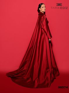 Long Capes For Women, Red Futuristic Fashion, Evening Long Sleeve Satin Outerwear, Winter Party Satin Outerwear, Fall Wedding Silk Outerwear, Elegant Red Silk Outerwear, Elegant Satin Outerwear For Winter, Formal Fitted Long Sleeve Cape, Luxury Satin Outerwear For Fall