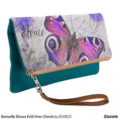 a purple purse with a butterfly on it