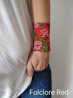 Please notice the price is for one bracelet. If you need a pair please choose 2 from the drop down menu. Fabric floral wrist cuff - CHOOSE YOUR PATTERN from the drop down menu. Visit my shop for more colors. https://www.etsy.com/shop/VinciBazaar Handbands, wrist cuffs, wrist wraps - visit my shop for more color matching accessories *Handmade with love and care in a smoke free home *Every wrist cuff is sewn by me *Double layered *Ideal for covering wrist tattoos *Stretchy and soft jersey *Fabulou Bohemian Cuff Bracelets For Spring, Adjustable Cuff Wristband, Adjustable Red Bangle Cuff Bracelet, Spring Gift Wristlet With Wrist Strap, Handmade Red Bracelets For Spring, Red Bohemian Cuff Bracelet As Gift, Bohemian Red Cuff Bracelet As Gift, Cuff Bracelet Gift, Red Bracelet Gift For Spring