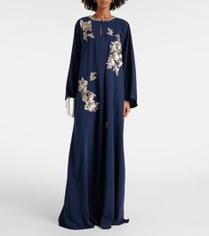 Embellished kaftan in blue - Carolina Herrera | Mytheresa Kaftan Design, Color Name, Carolina Herrera, Hat Shop, Color Names, Designing Women, Christian Louboutin, Clothing And Shoes, Color Design