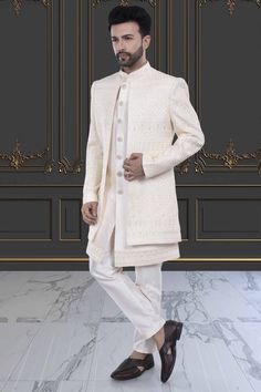 Indulge in luxury and sophistication with our Mens Sherwani- U2-S382. This open jacket sherwani is perfect for special occasions, showcasing your refined and elegant taste. Elevate your style and make a statement with this premium piece. Open Jacket Sherwani, Mens Sherwani, Open Jacket, Elevate Your Style, Your Style, Special Occasion