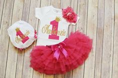 First Birthday Outfit Girlprincess birthday outfit hot pink & | Etsy White Princess Sets For First Birthday, White Princess Style First Birthday Set, Princess Style White Sets For First Birthday, Pink Fitted Baptism Set, Fitted Pink Baptism Set, Pink Fitted Sets For Baptism, Cute Pink Party Sets, Customizable Fitted Pink Sets, Cute Pink First Birthday Sets