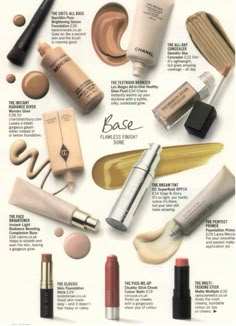 an advertisement for various types of makeup