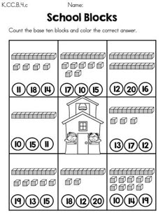 a printable worksheet for numbers 1 - 10 with the words school blocks