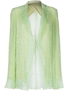 lime green notched lapels flared hem Tiffany Green, Edgy Glam, Floral Coat, Sequin Blazer, Rosetta Getty, Flare Long Sleeve, Mob Wife, Long Sleeve Blazers, Office Wear