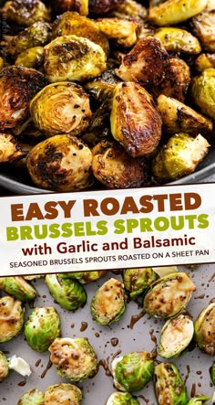 roasted brussel sprouts with garlic and balsamic on a plate