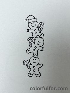 Gingerbread Men Drawing - 28 Cute Easy Christmas Drawing Ideas What To Draw Christmas, Christmas Easy Doodles, Cute Christmas Designs To Draw, December Drawings Easy, December Sketchbook Ideas, Ideas For Christmas Drawings, Christmas Doodle Drawings, Christmas Easy Drawings Ideas, Christmas Idea Drawing