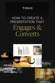 an advertisement with the words, how to create a presentation that engages and converts