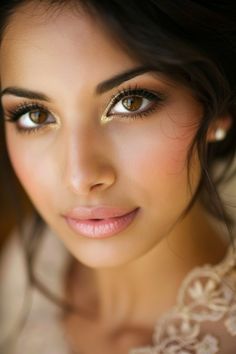 Enhance the natural richness of brown eyes with wedding makeup that draws attention to their depth. Click to explore more.