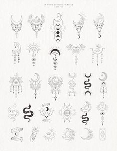 an image of tattoos drawn on paper with ink and watermarks, including the symbols for