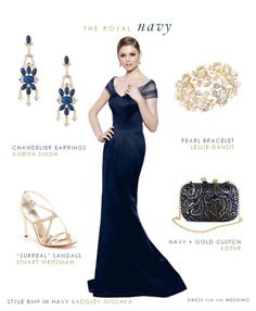 navy Navy Dress Accessories, Navy Blue Dress Accessories, Blue Dress Accessories, Navy Formal Dress, Navy Blue Gown, Badgley Mischka Dress, Mother Of The Bride Gown, Marine Uniform, Navy Lace Dress