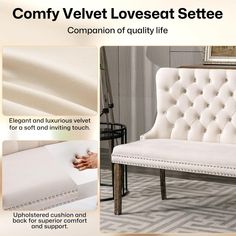 an image of a white velvet love seat settee with diamond nail polishing on it