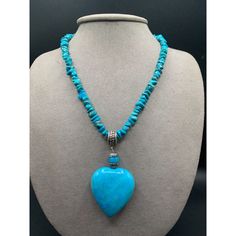 "Turquoise heart Necklace Jay Kind DTR Designer Signed Genuine Turquoise Sliding Pendant Signed DTR for the Jay King Desert Rose Trading Company Measures about 20\" long, The pendant is about 3\" tall and can slide. Excellent condition Features: * necklace Size: Womens 20\" long with a 3\" pendant Condition: Pre-Owned Good" Turquoise Heart Necklace With Heart Beads, Bohemian Heart-shaped Turquoise Necklace, Blue Heart-shaped Bohemian Turquoise Necklace, Bohemian Blue Heart-shaped Turquoise Necklace, Bohemian Blue Heart Turquoise Necklace, Handmade Blue Heart Shaped Turquoise Necklace, Handmade Blue Heart Turquoise Necklace, Handmade Heart-shaped Turquoise Necklace, Turquoise Heart Necklace