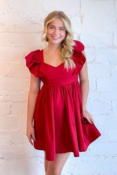 Savannah Ruffle Mini Dress, Red Dress, Dress, Red, Womens Boutique, Boutique Sadie Hawkins, Vibrant Outfits, Ruffle Mini Dress, Tailored Blazer, The Navy, Effortless Elegance, Versatile Dresses, Polished Look, Strappy Heels