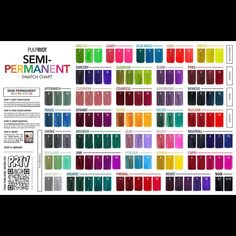 Beauty School Cosmetology, Hair Color Swatches, Pulp Riot Hair Color, Pulp Riot Hair, Pulp Riot, Color Swatch, Semi Permanent, Color Swatches