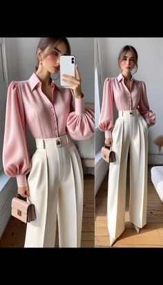 Pink Celebrity, Outfit Ideas Pink, Office Outfit Ideas, Expensive Fashion, Professional Work Outfit, Fashion Design Collection, Stylish Office, Fashion Tops Blouse, Office Outfit