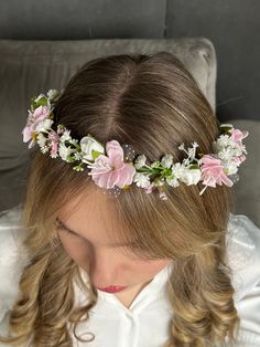 This pink wreath for your head is a perfect decoration for your celebration! Whether it's a wedding, a photo shoot, or any event where you need to be irresistible and unique. Flowers of delicate shades artificial flowers are used. The material of the flowers is fabric. The base of the crown is made of plastic. The length of the decoration is 46-48 cm, and adjustable according to the size of the head with the help of a tape. Floral wreath. Made of artificial flowers and leaves. Only the highest quality flowers are used. All colors are selected according to the design of the wreath. The wreath is very convenient to use. Can be used as an element of folk costume. Can be used for a floral image for a photo shoot. Can be used as an element of a dance costume, perfect for a wedding look or as a Pink Wedding Flower, Wedding Flower Hair Pieces, Wedding Flower Hair, Flower Hair Piece, Wedding Flower Crown, Pink Flower Crown, Hair Piece Wedding, Flower Tiara, Flower Hair Pieces