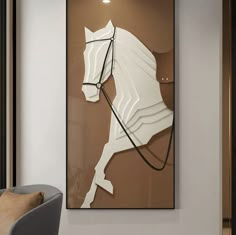 a horse is shown on the wall in this room