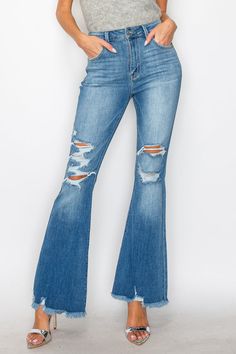 Details Style No. AT1027M Experience high-rise fit that flatters your figure and brings a contemporary feel to the traditional bootcut style. The perfect blend of comfort and style with our Dynamic Stretch Bootcut Jeans – a unique fusion of modern design and timeless elegance.Highlights Super Stretch With Marble Effect High Rise Natural Distressed Detailing Medium Stone Wash Frayed Hem With Distress Star Embroidery On Back Yoke Seam Shape & fit Bootcut High rise Frayed Hem Specifications: Front High Rise Flare Jeans, Star Embroidery, Denim Details, Marble Effect, Jacket Tops, Bootcut Jeans, Flare Jeans, Best Sellers, Timeless Elegance