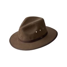 When you are knee-deep in rushing water, your Orvis Oilcloth Hat keeps you cool, dry, shaded, and organized! This men's outback-style hat is constructed from oil-treated fabric, which is known to be a better water-repellent than wax. Sporting a dapper leather band, its 3 brass eyelets in the crown provide cooling ventilation, while the Dry Zone elastic sweatband wicks away moisture from your brow. Tucked under the brim is a jaunty houndstooth check lining and built-in koala pouch to keep your hunting license protected and on-hand. Cold sponge clean. Imported.Manufacturer style #: 2Y490. Cotton/leather/nylon Water-repellent Dry Zone moisture-wicking sweatband Built-in koala pouch for licenses 3 brass crown eyelets for ventilation Houndstooth check lining Wide Brim Sun Hat For Outdoor Work, Casual Curved Brim Hat For Outdoor Work, Outdoor Safari Fedora With Curved Brim, Solid Color Brimmed Panama Hat For Outdoor, Solid Color Short Brim Panama Hat For Outdoor, Brown Wide Brim Panama Hat For Outdoor, Classic Brown Panama Hat For Outdoor, Casual Brimmed Hats For Outdoor Work, Curved Brim Hats With Upf 50+ For Outdoor Work